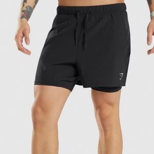 Gymshark Men's Size M Black Speed 5" 2 In 1 Shorts Athletic Gym Workout